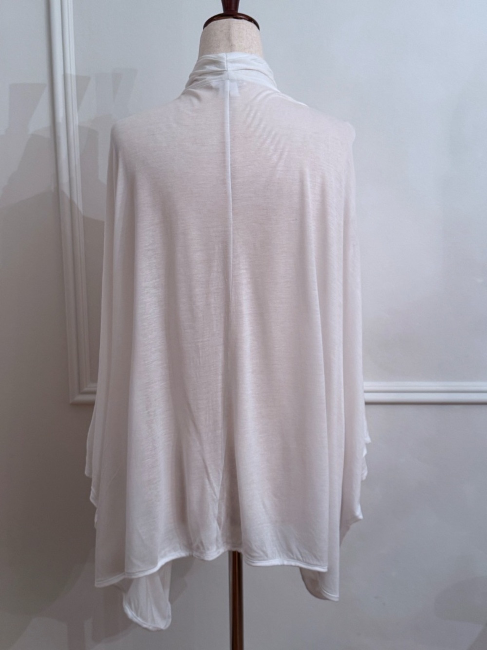 Helmut Lang White Draped Wrap Top Dolman Sleeve Asymmetric Hem Sz L - Picture 4 of 7